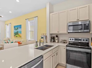 Fridge, oven, dishwasher, coffee/tea maker