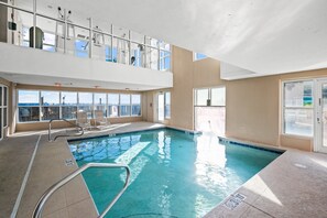 Indoor pool, a heated pool - Newly renovated Crystal Shores 1003—beautifully decorated beachfront condo with stunning views! (Gulf Shores)