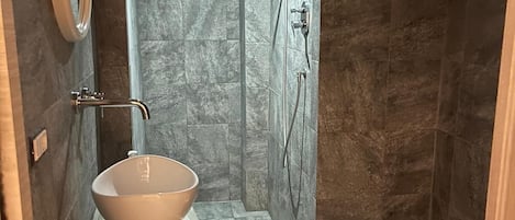 Shower, hair dryer, bidet, soap