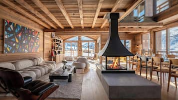 TV, fireplace, video games, stereo