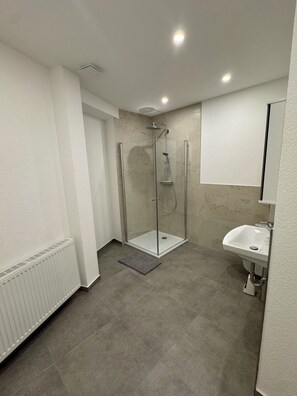 Shower, hair dryer, towels, soap - Completely refurbished fitters' apartment for 5 people (Schwalbach)