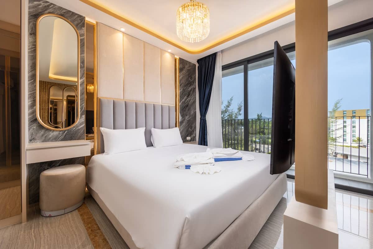 Design-lejlighed - balkon - udsigt til lagune | Overnatningsstedets facade