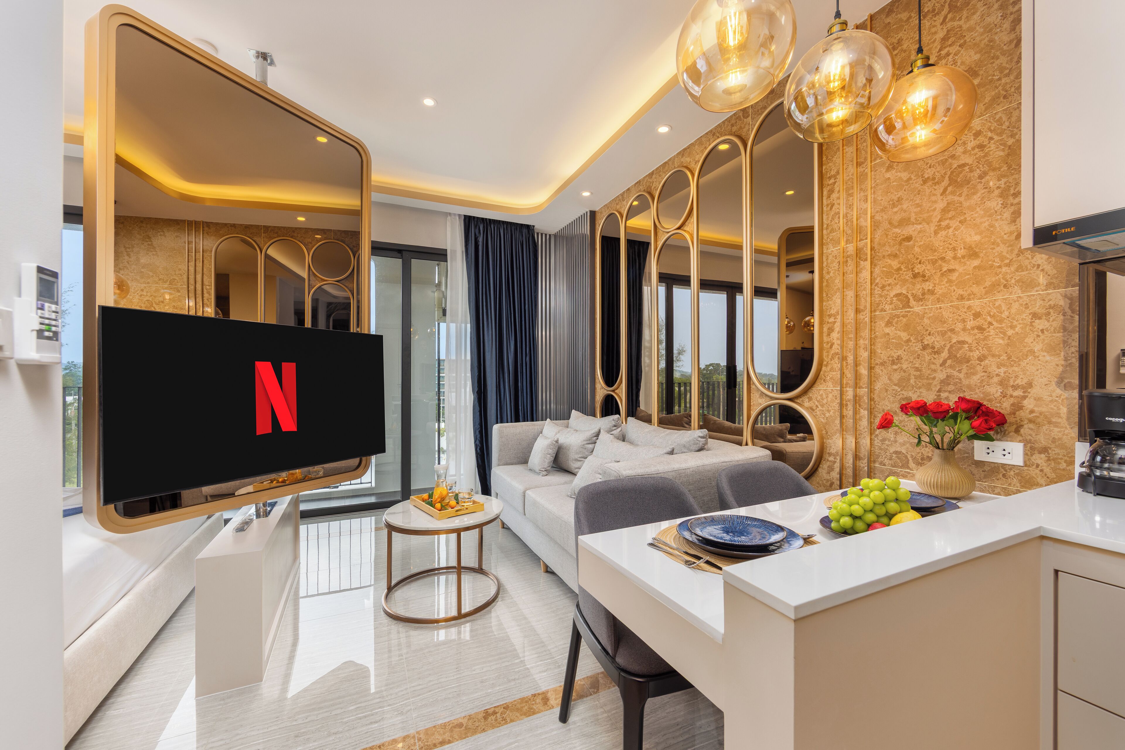 Design Suite, Balcony, Lagoon View | Private kitchenette | Coffee/tea maker, electric kettle, dining tables