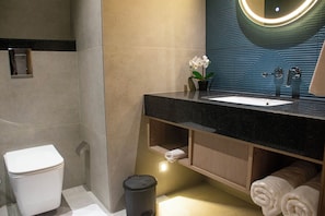 Executive Apartment | Bathroom | Shower, free toiletries, hair dryer, towels