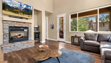 Smart TV, fireplace, video games, books