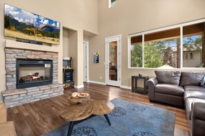 Smart TV, fireplace, video games, books