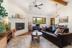 Smart TV, fireplace, video games, books