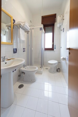 Regadera, secadora de cabello, bidet, toallas 