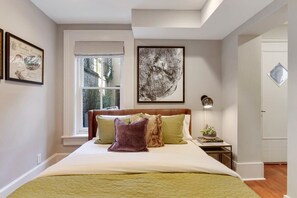 1 bedroom, desk, iron/ironing board, travel cot