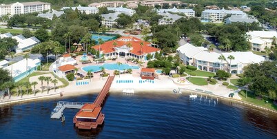 Charming Orlando resort with pools, outdoor fun, dining & recreation pavilion.