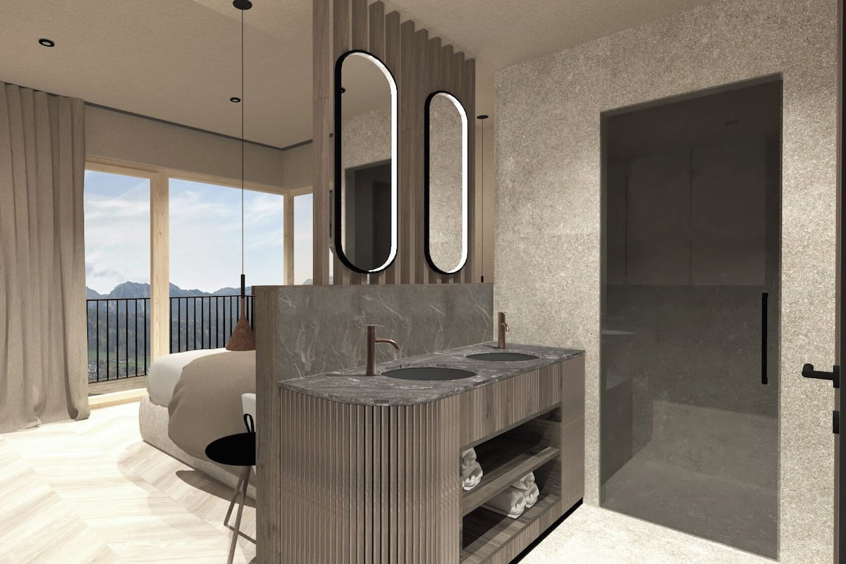 Deluxe-Zimmer, Bergblick | Schreibtisch, laptopgeeigneter Arbeitsplatz, kostenloses WLAN