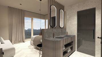 Deluxe-Zimmer, Bergblick | Schreibtisch, laptopgeeigneter Arbeitsplatz, kostenloses WLAN