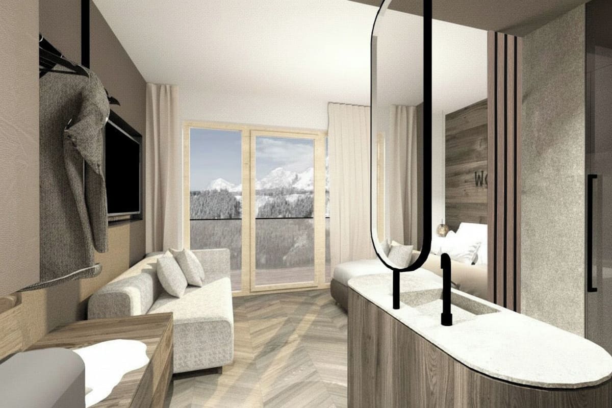 Superior-Zimmer, Bergblick | Schreibtisch, laptopgeeigneter Arbeitsplatz, kostenloses WLAN