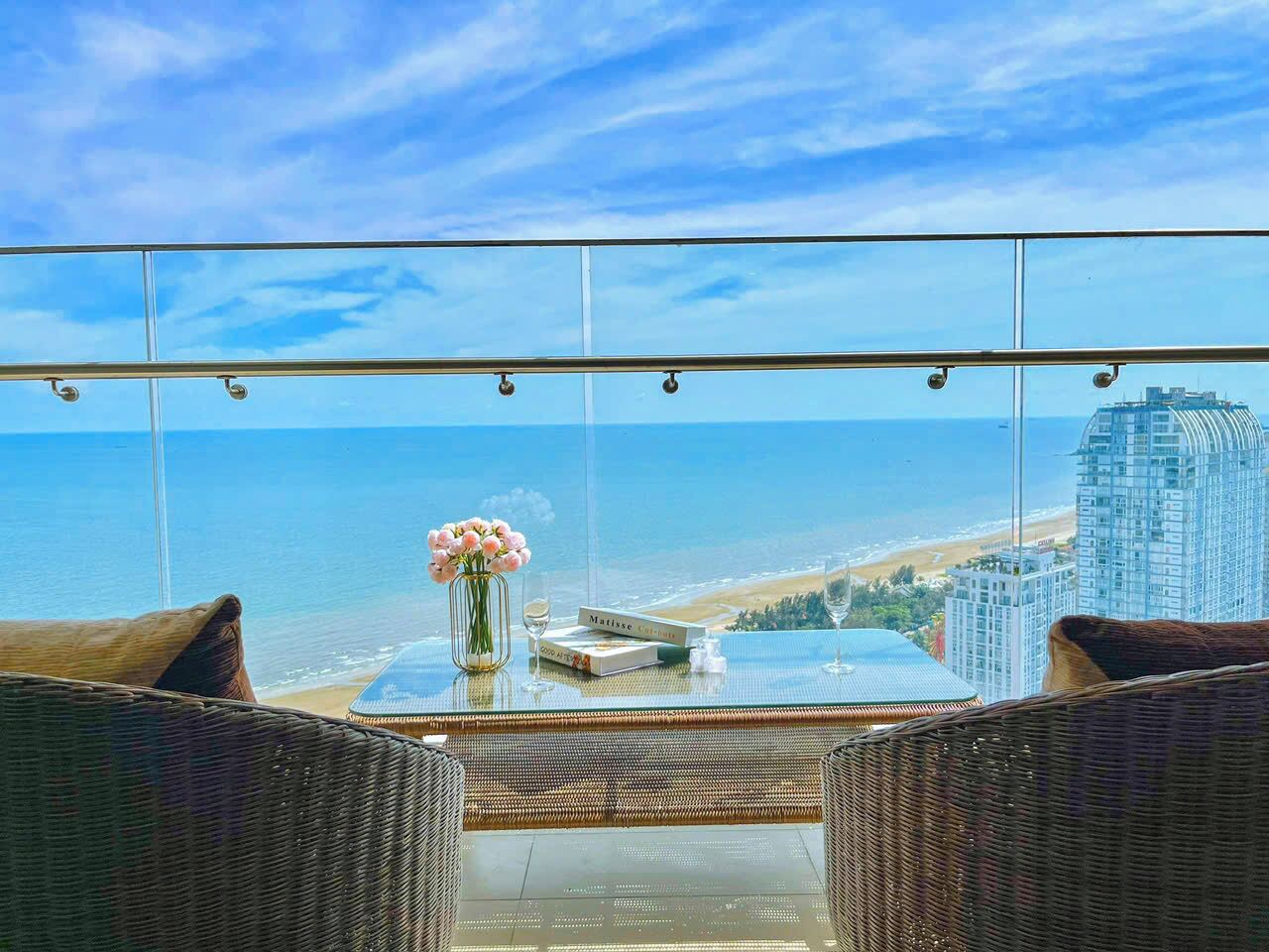 Departamento Deluxe, 3 habitaciones, vista al océano | Balcón