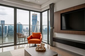 Royal Apartment, 3 Bedrooms, Balcony, City View | Hypo-allergenic bedding, minibar, desk, laptop workspace - Metropole Urban Residence (Thu Duc)