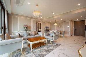 Superior Apartment, 3 Bedrooms, Balcony, City View | Hypo-allergenic bedding, minibar, desk, laptop workspace