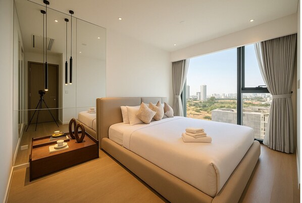 Royal Apartment, 2 Bedrooms, Balcony, City View | Hypo-allergenic bedding, minibar, desk, laptop workspace