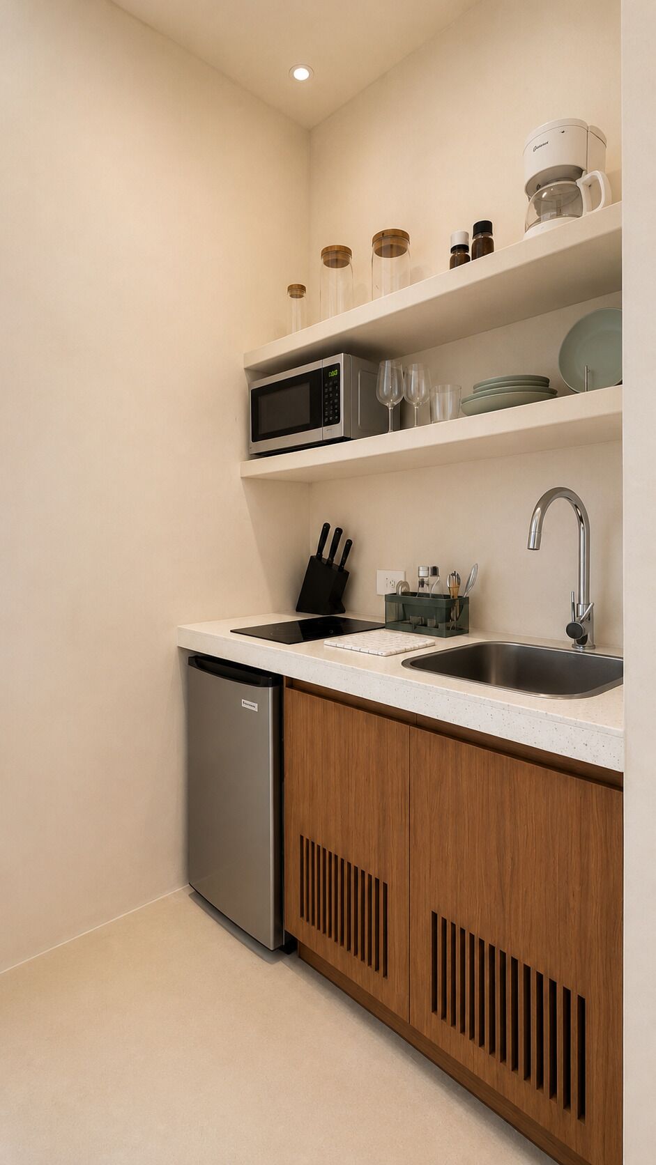 A kitchen with a dishwasher, double sink, microwave, and wooden cabinets.