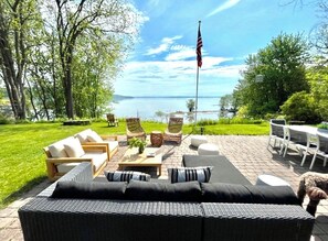 Terrace/patio - Lake Champlain - Historic Adirondack Lakefront - Sleeps 14 (Westport)