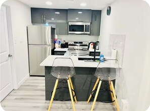 Fridge, microwave, oven, dishwasher