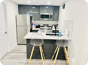 Fridge, microwave, oven, dishwasher
