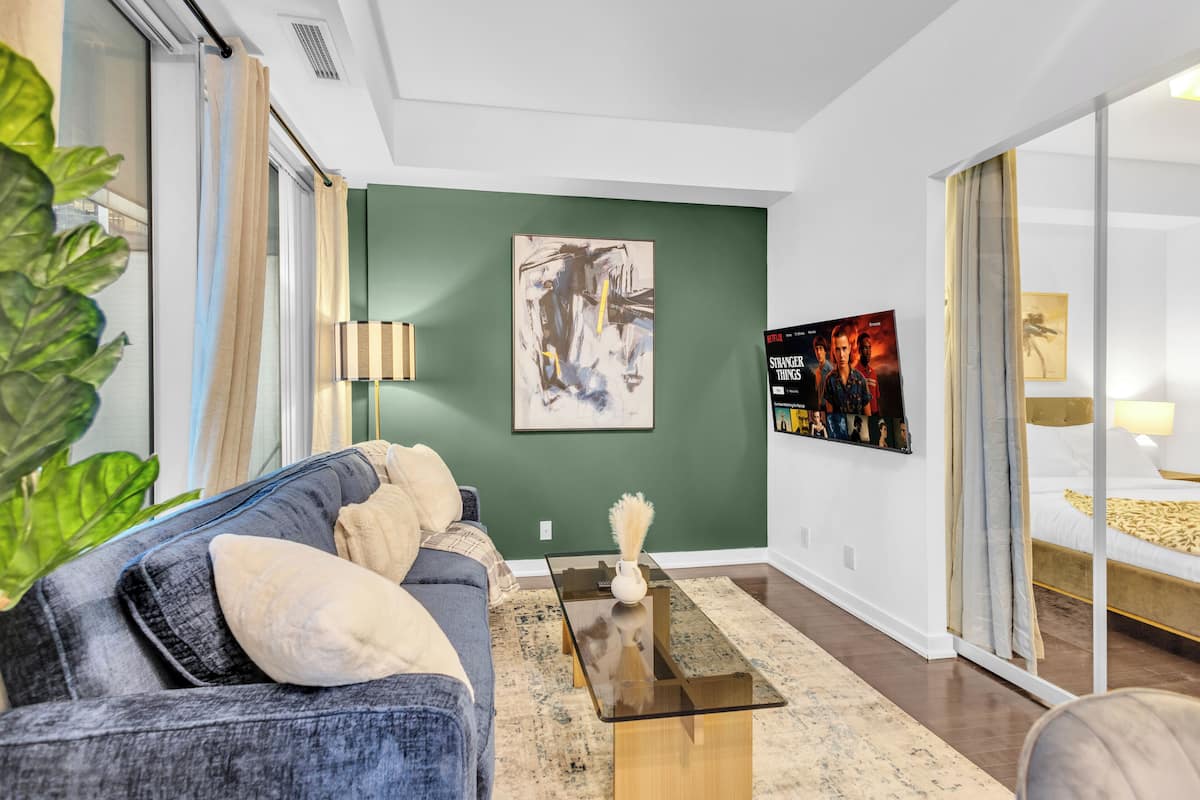 Basic Apartment, 1 Queen Bed with Sofa bed, City View | Living area | TV, streaming services