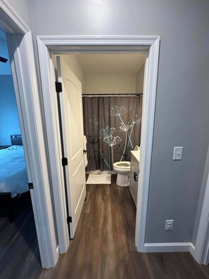 Hair dryer, towels, toilet paper