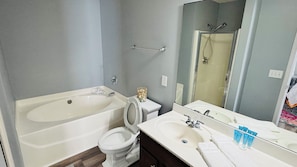 Shower, soap, toilet paper