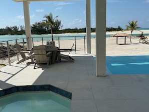 Outdoor dining - Stunning Sandy Point Beach Villa Stella Maris infinity pool hot tub-flash sale (Sandy Point)