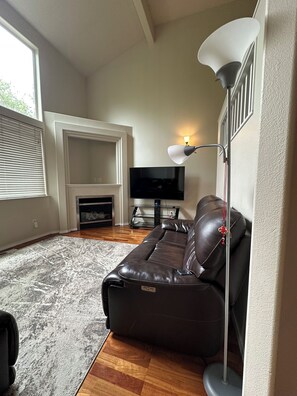 TV, fireplace