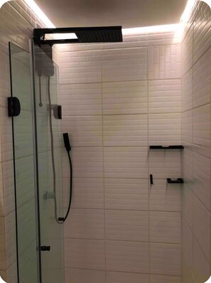 Hair dryer, towels, toilet paper