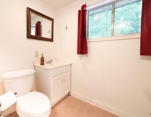 Shower, hair dryer, towels, toilet paper - Wilderness West Resort Cabin 1 (Colville)