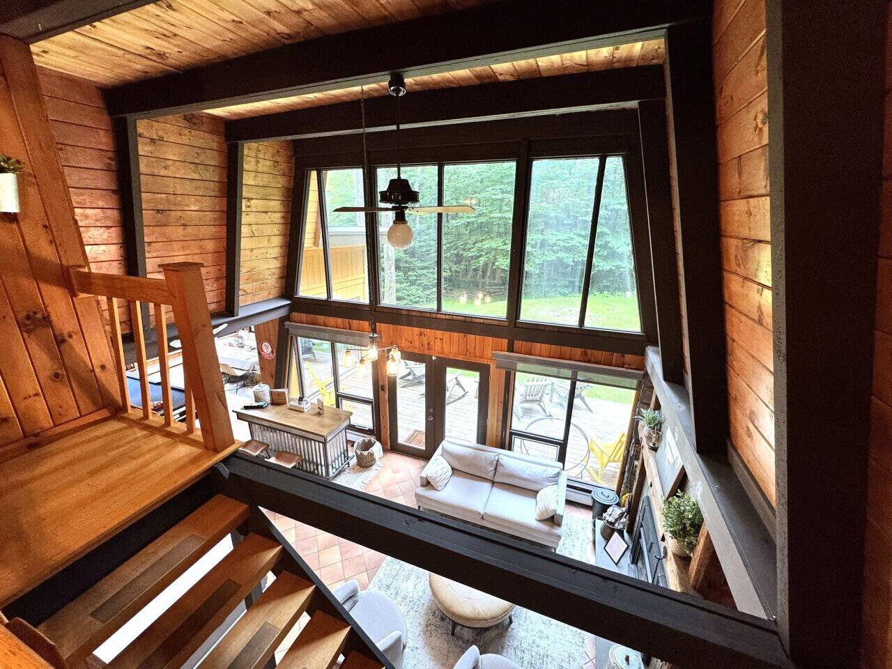 Smart TV, fireplace, foosball, books