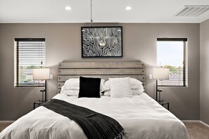 5 bedrooms, desk, iron/ironing board, travel cot