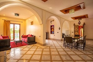 Villa, 5 Bedrooms, Patio, Pool View | Dining - Tranquil Atlas Escape With a Heated Pool (Aghouatim)