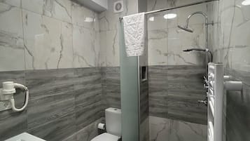 Double or Twin Room, Balcony | Bathroom | Shower, hair dryer, towels, soap