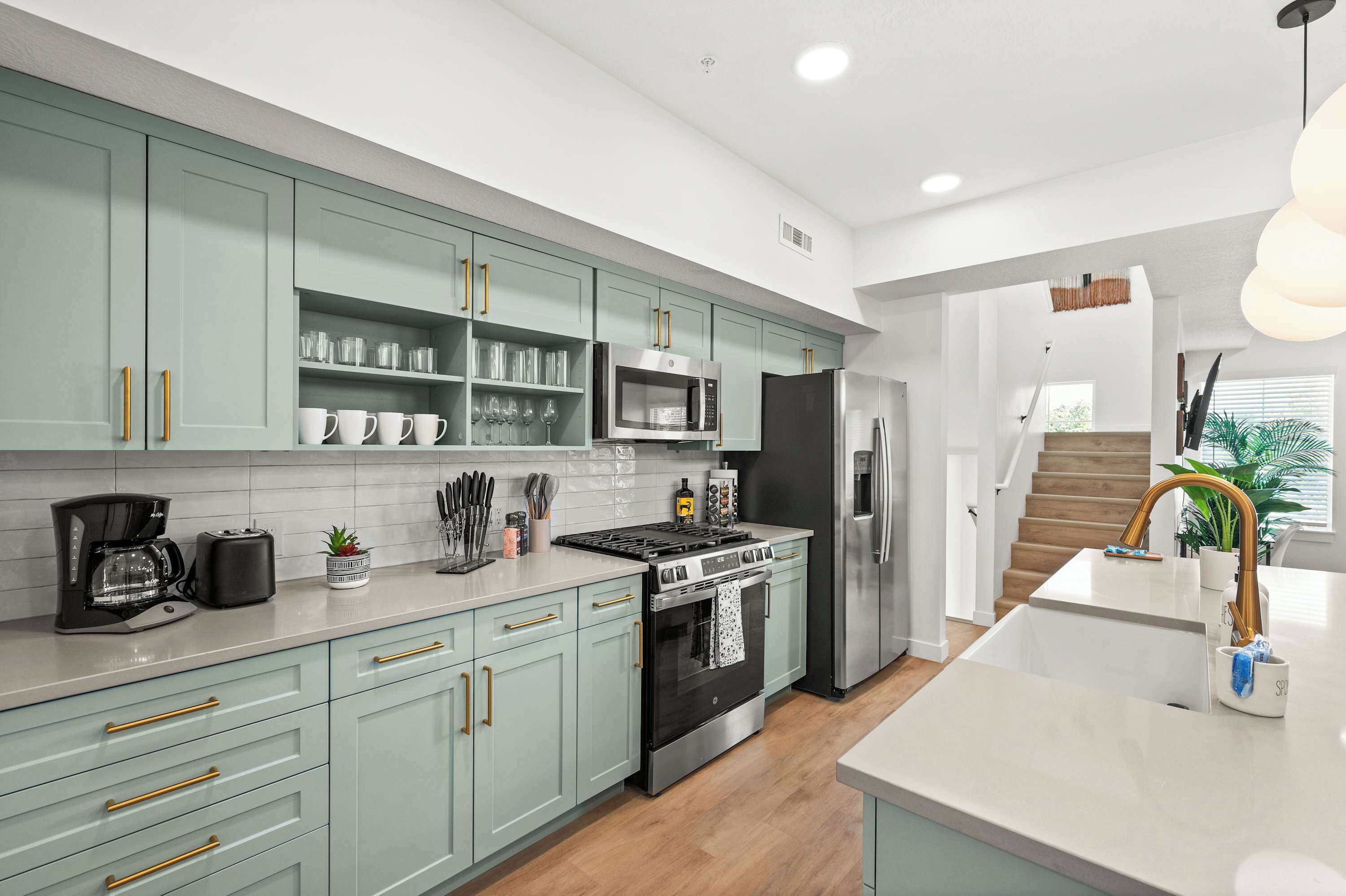 Fridge, microwave, stovetop, dishwasher