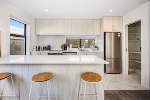 Fridge, microwave, oven, dishwasher