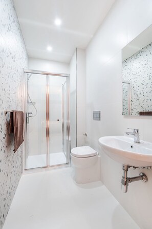 Dusche, Haartrockner, Handtücher