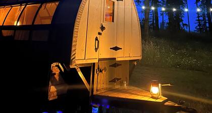 Oregon Trail Covered Wagon by the Creek