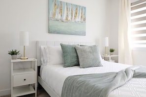 4 bedrooms, desk, iron/ironing board, travel cot