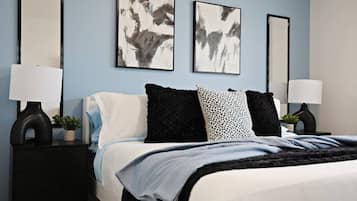 4 bedrooms, desk, iron/ironing board, travel cot