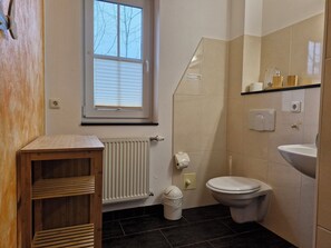 Shower, soap, toilet paper