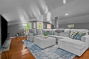 TV, fireplace