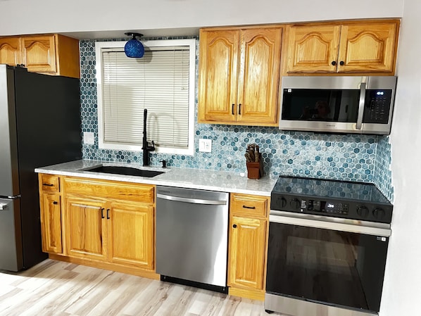 Microwave, oven, stovetop, dishwasher