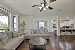 Smart TV, fireplace, table tennis, books