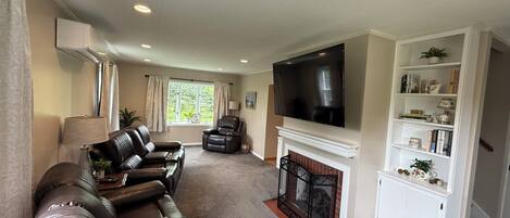 Televisor intel·ligent, llar de foc i llibres