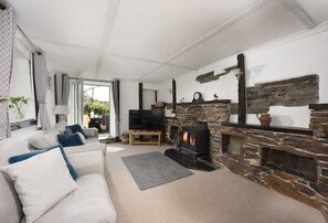 Una Smart TV, una chimenea