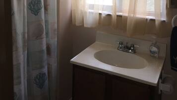 Shower, soap, shampoo, toilet paper