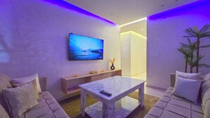 Deluxe Penthouse, 2 Bedrooms, Garden View | Living area | Flat-screen TV - Golf Star - Luxury Holiday Homes (Tangier)